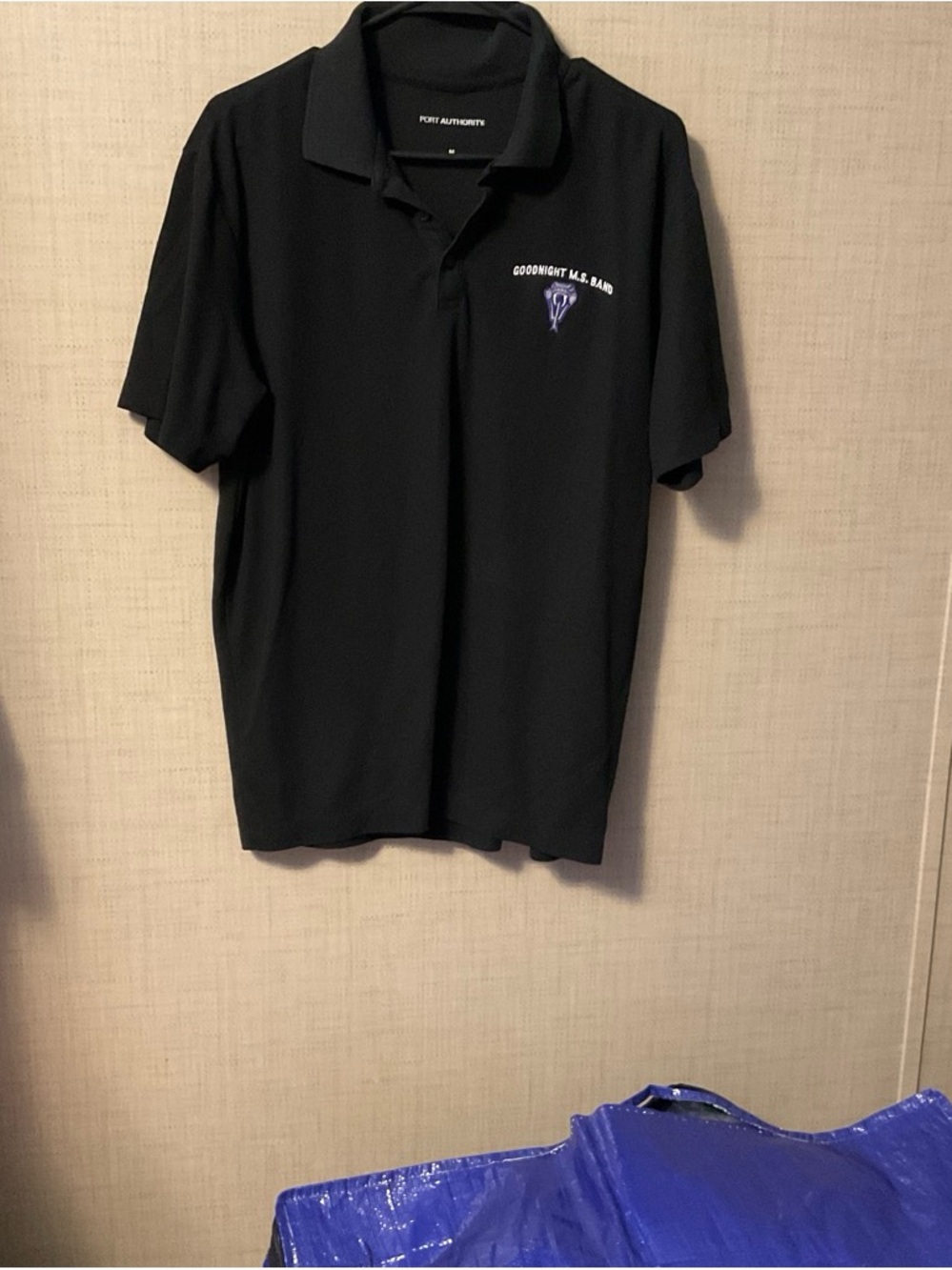 Port Authority Black Polo with Purple Embroidered Logo